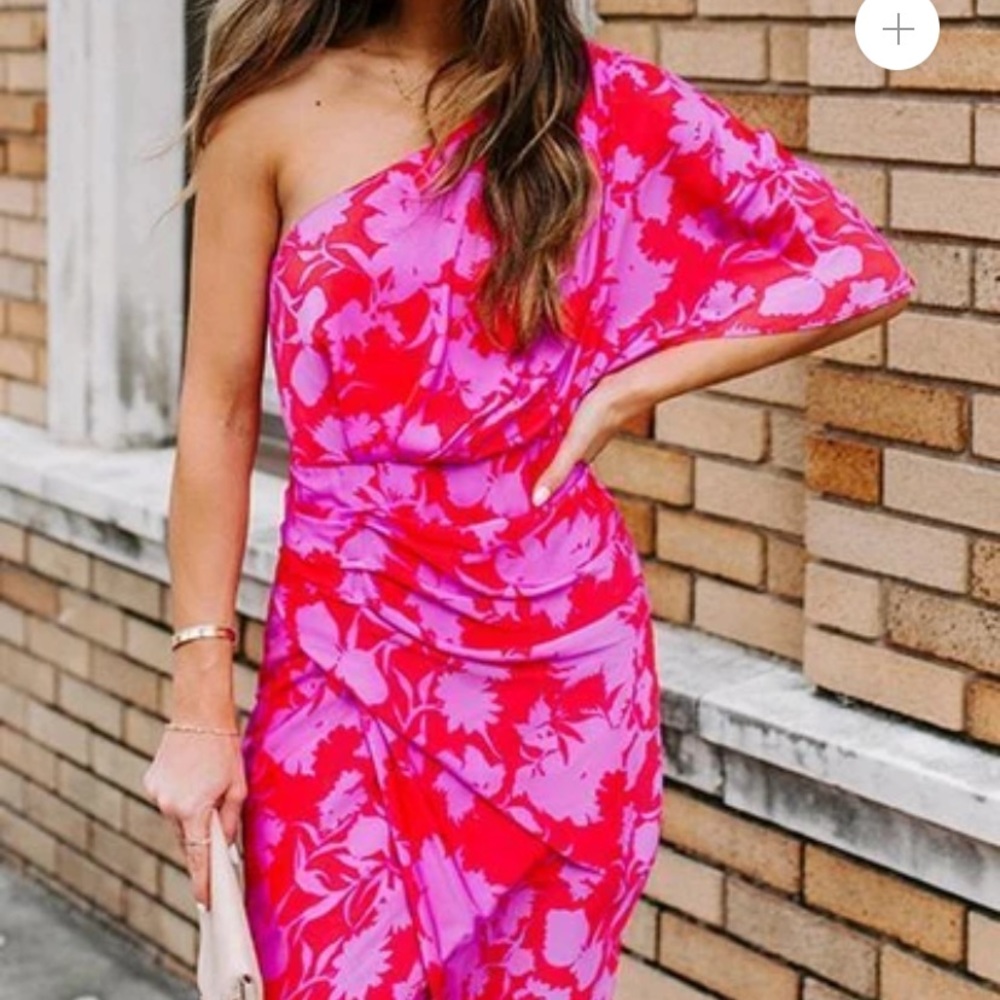 Floral print 1 shoulder dress